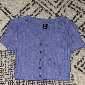 BDG Purple Button-Up Crop Top